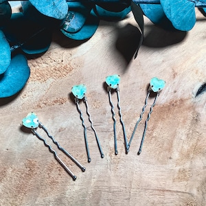 Haarnadeln/Herzhaarnadeln/Brautschmuck/ Haarschmuck/ Hochzeit Accessoires/Hochzeit Haarschmuck/Brautjungfer Haarschmuck/ Grün