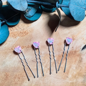 Haarnadeln/Herzhaarnadeln/Brautschmuck/ Haarschmuck/ Hochzeit Accessoires/Hochzeit Haarschmuck/Brautjungfer Haarschmuck/Rosa