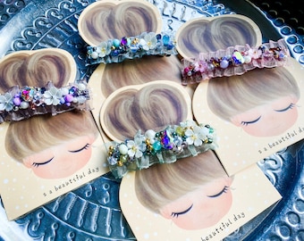 Hair barrette/ Hair clip/Pearl rhinestone hair barrette/Flower hair barrette/Flower girl hair barrette/Summer hair barrette/Pearl barrette/Unique