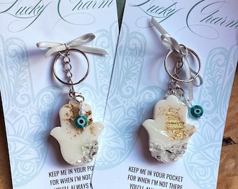 LUCKY CHARM | Keychain | HAMSA HAND | Lucky Charm Keychain | Hamsa Hand Keychain | Evil Eye | Gift Idea