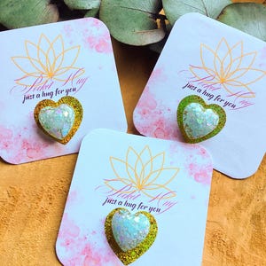 Personalized Mini Glitter Pocket Hug | Love | Heart | Lucky Charm | Encouragement | Small Personal Pocket Hug | Mother&#39;s Day/Blue