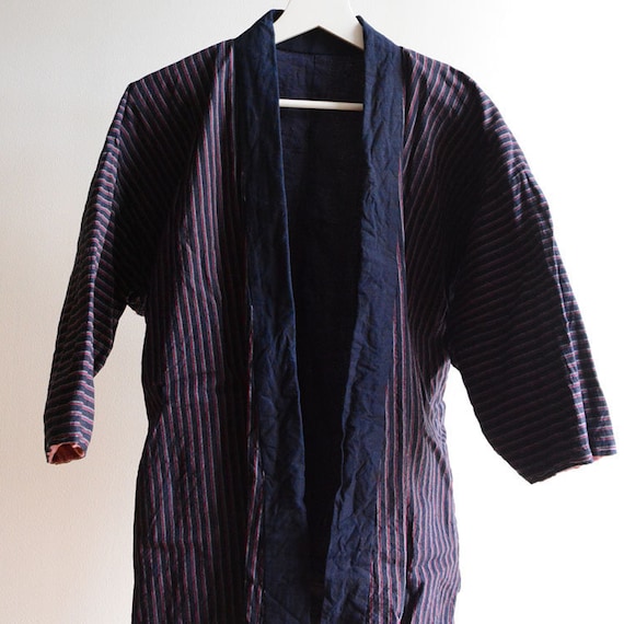 Noragi Jacket Japanese Vintage Kimono Cotton Strip