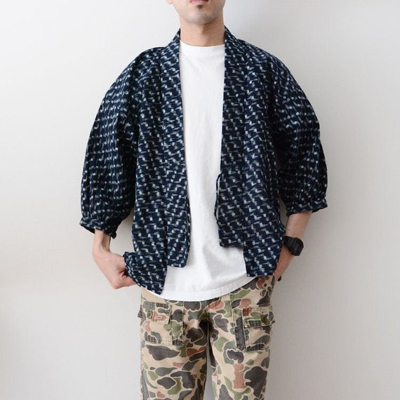 noragi jacket japan vintage indigo kimono kasuri f