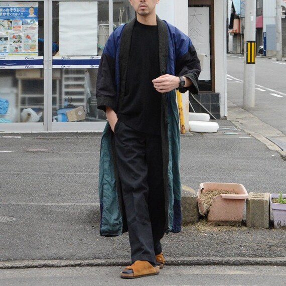 Kimono Robe Men Crazy Patterns Japan Vintage Strip