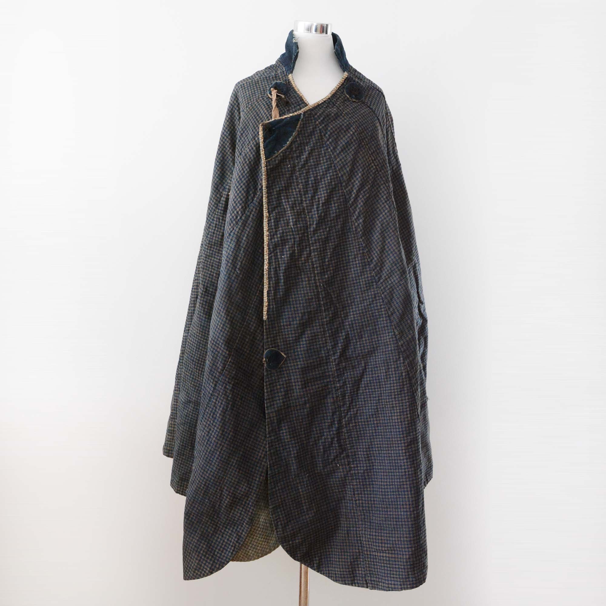 Kimono Cape Indigo Japan Vintage Rainwear Travel Dochu Kappa