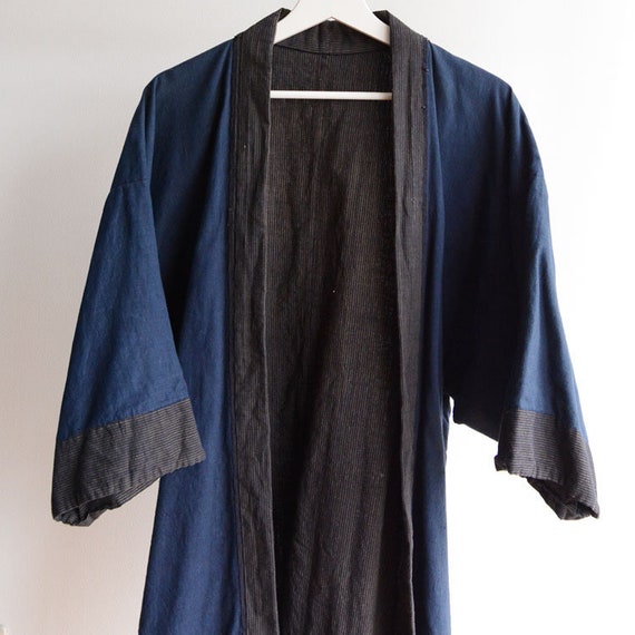 noragi jacket japanese vintage kimono cotton strip