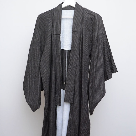 kimono japanese vintage cotton stripe long robe 50