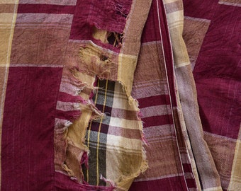 japanischer Stoff Boro Vintage Baumwolle Karomuster Futonbezug Vintage Textil kostenloser Versand
