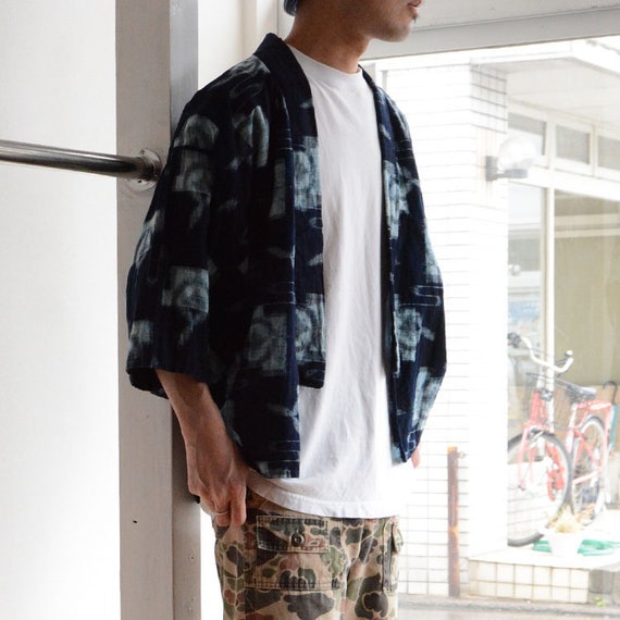 noragi jacket japan vintage indigo kimono kasuri c