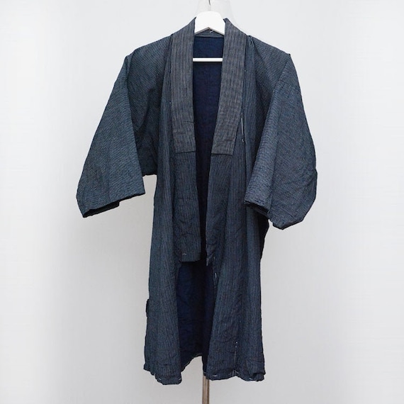 noragi jacket men indigo kimono japan vintage cott