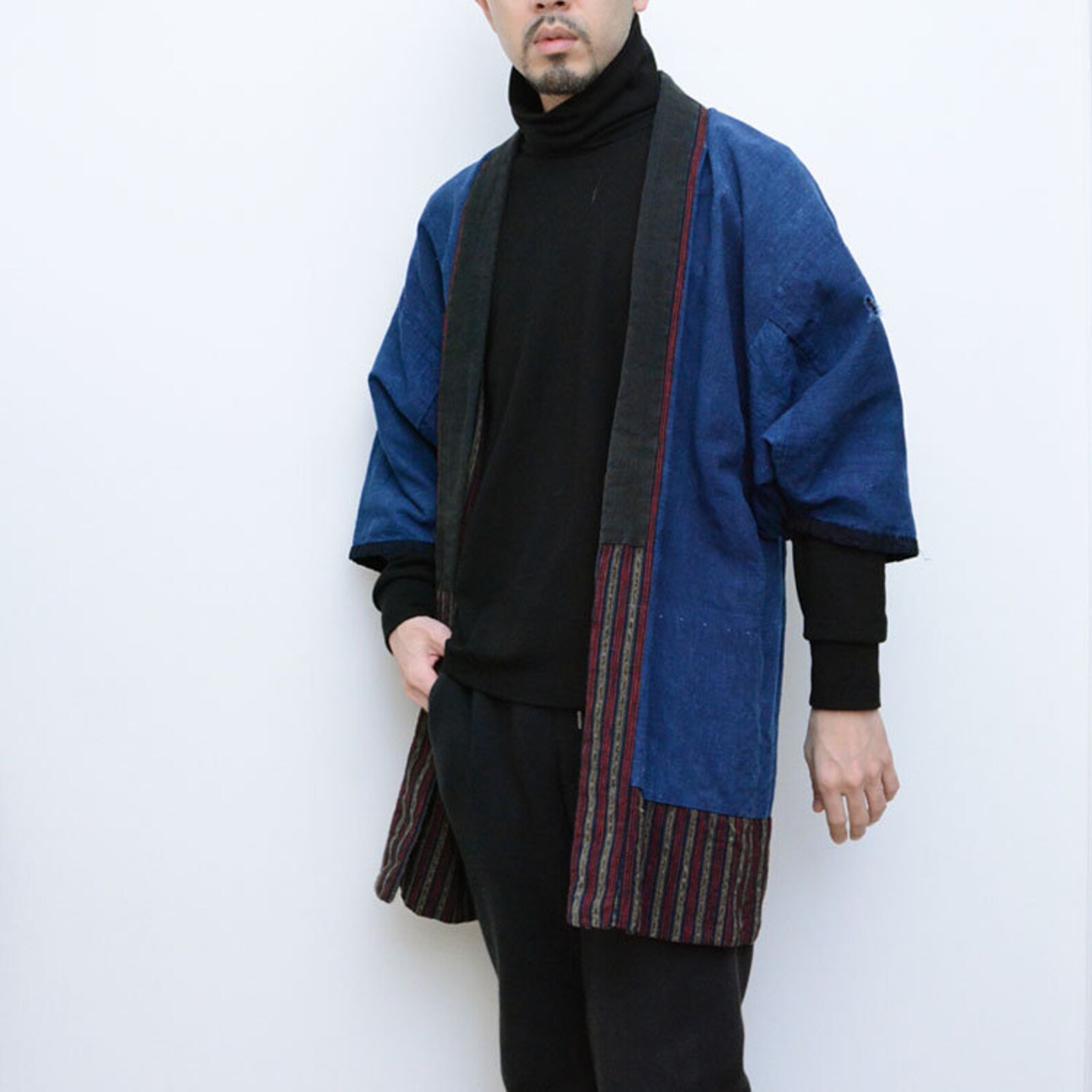 Noragi Jacket Men Japanese Vintage Kimono Indigo Blue Aizome Etsy