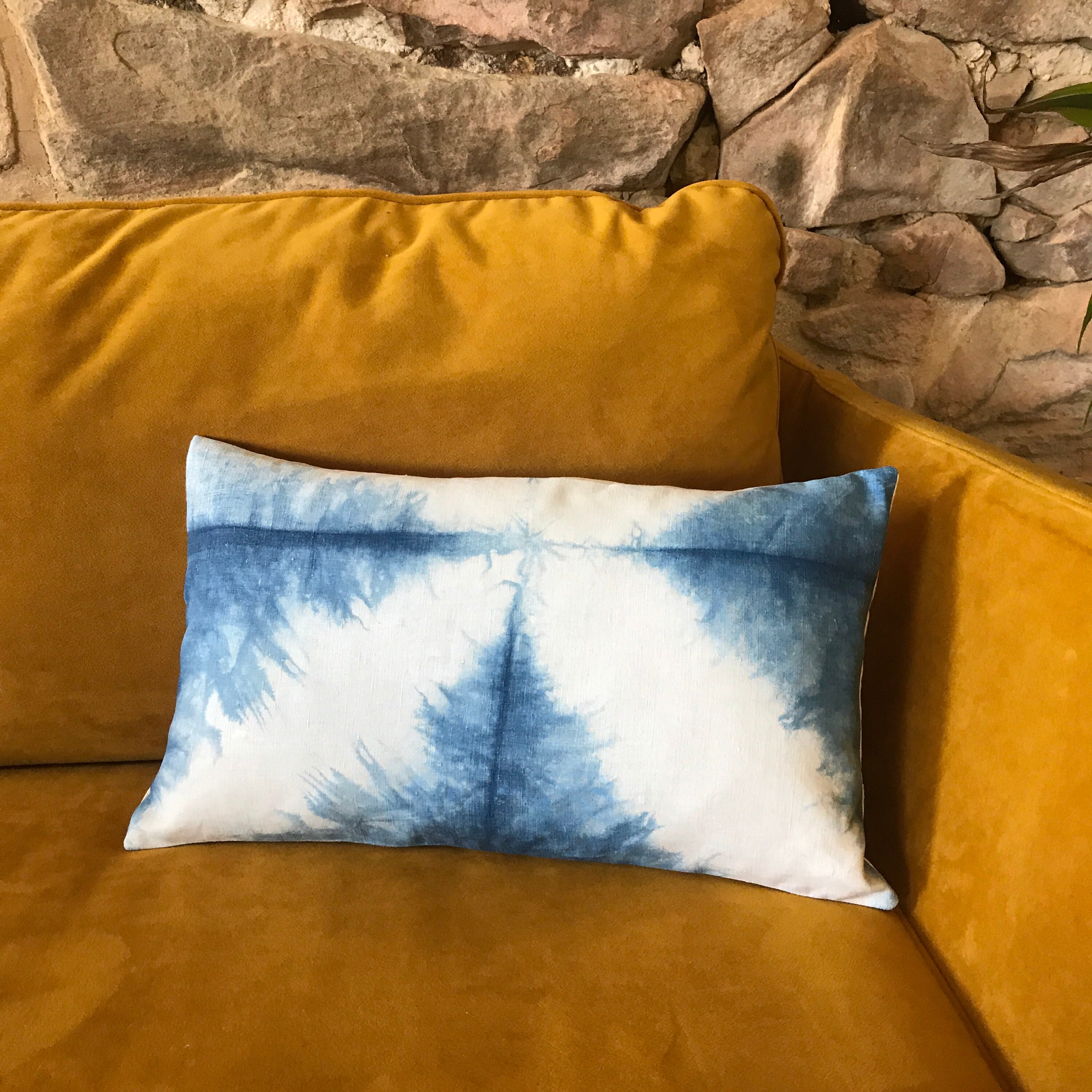 Housse de Coussin - Teinture Indigo Shibori