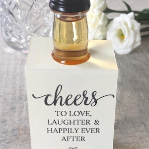 10 Personalised Wedding Favour Bottle Tags For Miniature Bottles Cheers