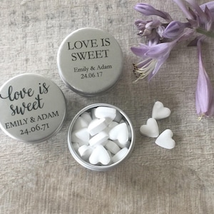 10 Personalised Wedding Favour Sweet Tins
