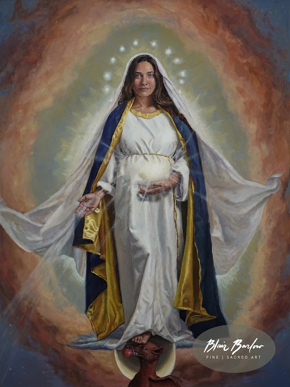 Queen of Heaven Print, Virgin Mary, Catholic Art - Etsy