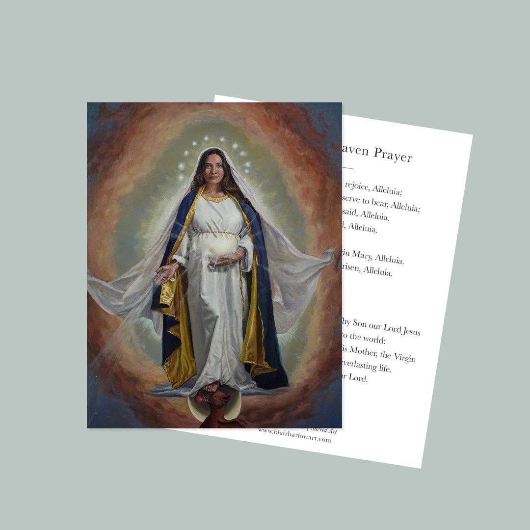 Queen of Heaven Prayer Card Holy Card Virgin Mary Etsy
