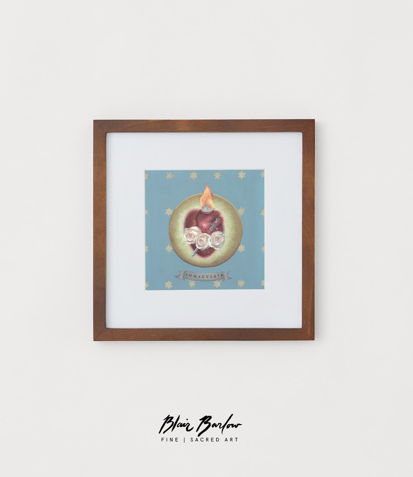 Immaculate Heart Print, Catholic Wall Art, Painting, Immaculate Heart