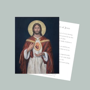 Sacred Heart of Jesus Holy Card, Prayer Card