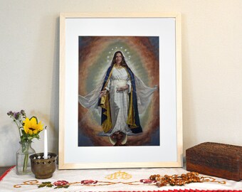 Queen of Heaven Print, Catholic Art Prints, Catholic Art, Virgin