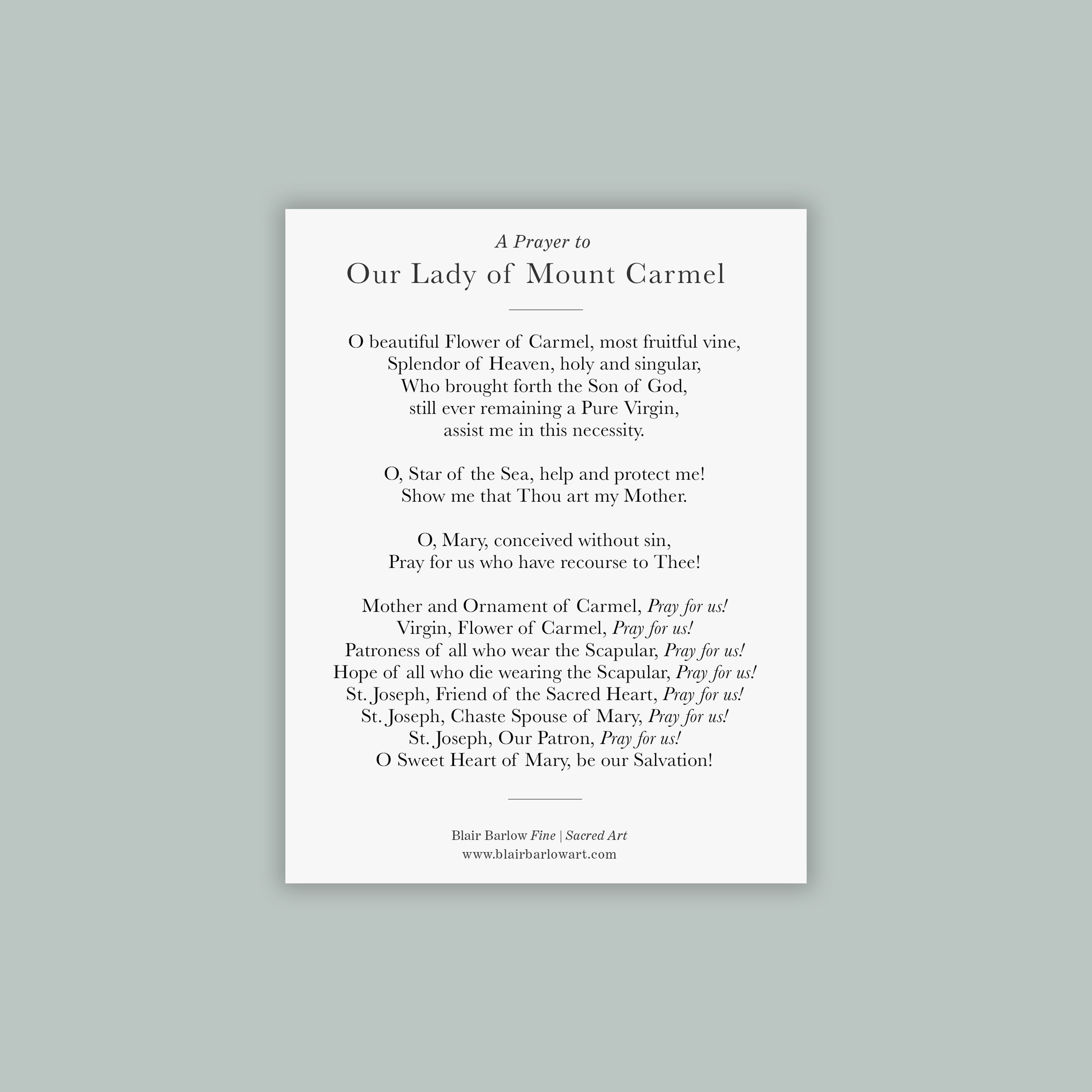 Our Lady of Mount Carmel Prayer Cards, Holy Card - Etsy