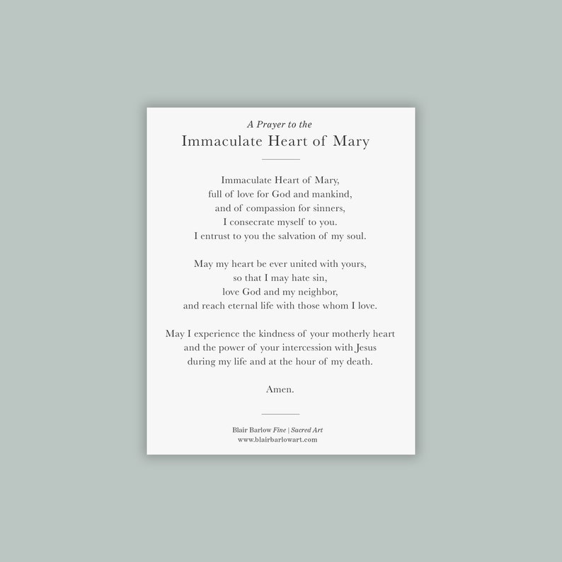 Immaculate Heart of Mary Prayer Cards, Holy Cards Etsy