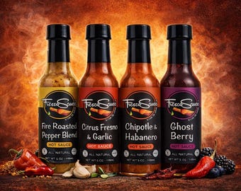 Salsa picante Fresco Sauce (paquete de 4): Chipotle, Fresno, Ghost Berry, Fire Roasted