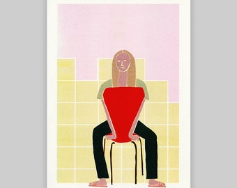 Sitting Woman Riso Poster 1 A3