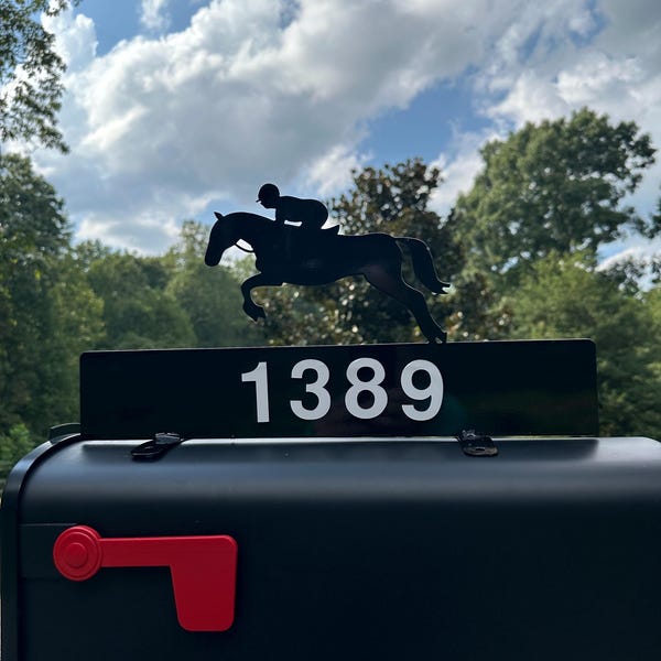 Jumping Horse Mailbox Topper, Steel Equestrian Barn Decor, Western Farmhouse Accent