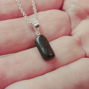 天然ダークブラウン恐竜の骨、研磨済み、5.6カラット、16 x 8 x 5 mm、70 Ma（百万年前）、スターリングシルバーペンダント218