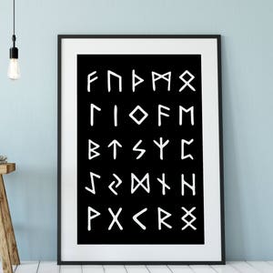 Viking Runes, Wall Art, Printable Art, Viking Alphabet, Black and White, Commercial Use, Personal Use, Poster, Digital Print