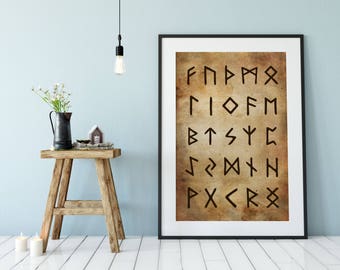Viking Runes Wall Decoration, Poster, Printable Art, Wall Art, Commercial Use, Personal Use, Viking Alphabet