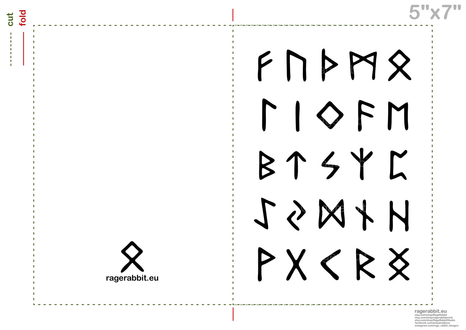 Viking Runes Printable Card INSTANT DOWNLOAD 4x6 Etsy Singapore