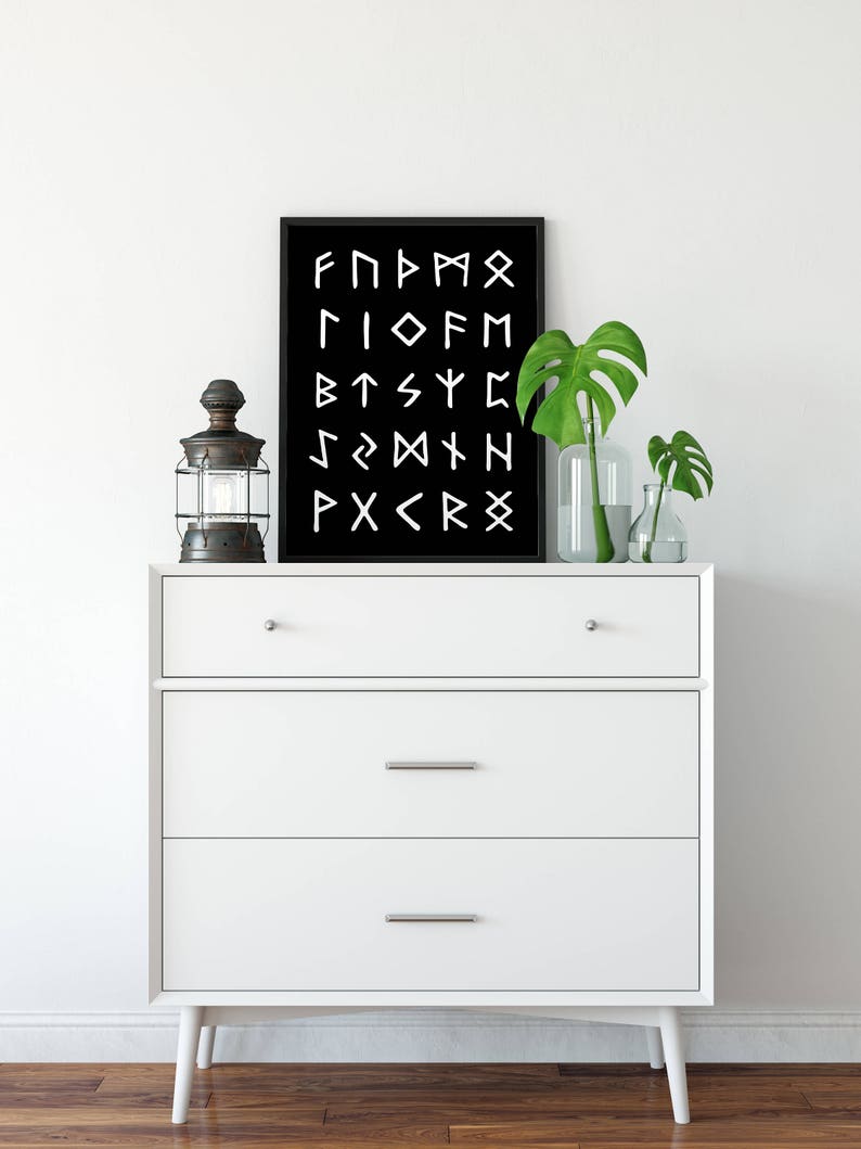 viking runes wall art printable art viking alphabet black