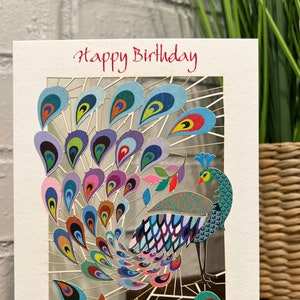 Carte de voeux joyeux anniversaire flamant rose découpée au laser