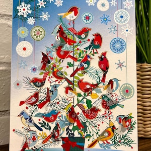 Wild Bird Tree Advent Calendar laser cut card 8x6