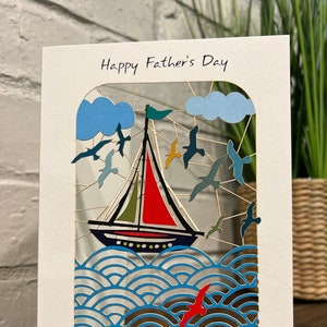 Happy Fathers Day Sailboat laser cut card