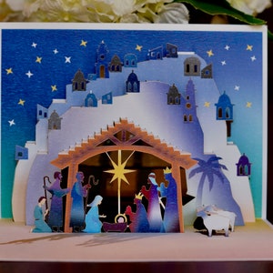 Holy Night Nativity 3D Pop Up Laser Cut Greeting Card designed by one artist