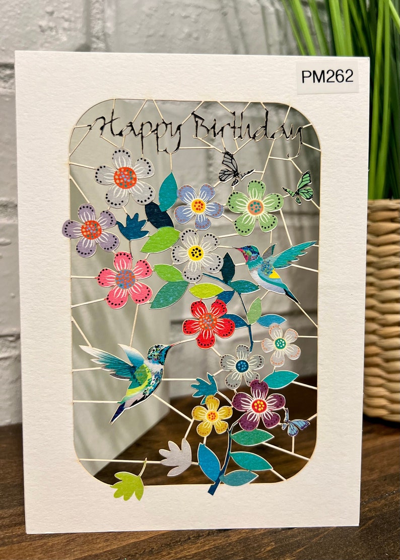 Happy Birthday Hummingbirds Laser Cut Card - Etsy