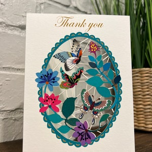 Thank You butterfly laser cut card