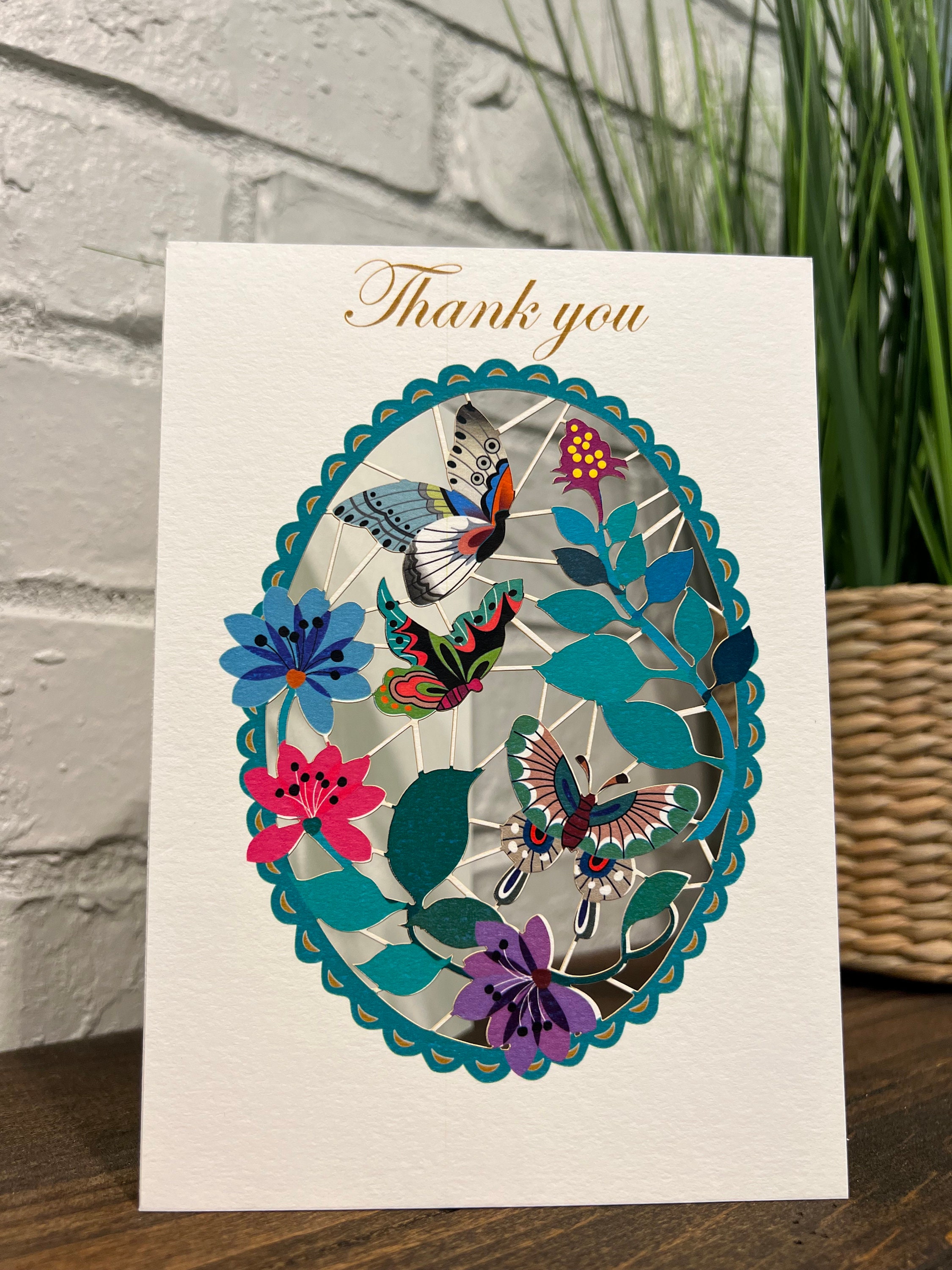 Thank You Butterfly Laser Cut Card - Etsy