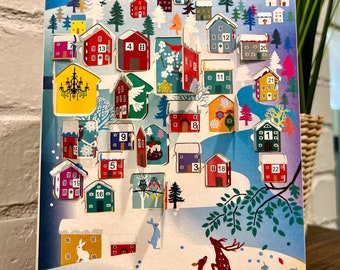 Christmas Holiday Houses Advent Calendar 8x6