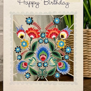 Happy Birthday artistic laser cut card