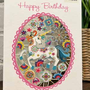 Happy Birthday Unicorn laser cut card