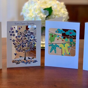 Lot unique de cartes de vœux découpées au laser, toutes conçues par un artiste anglais
