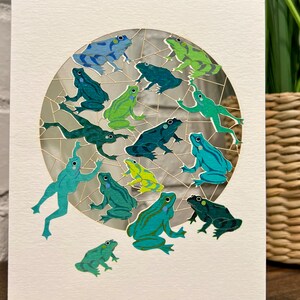 Carte artistique grenouille découpée au laser