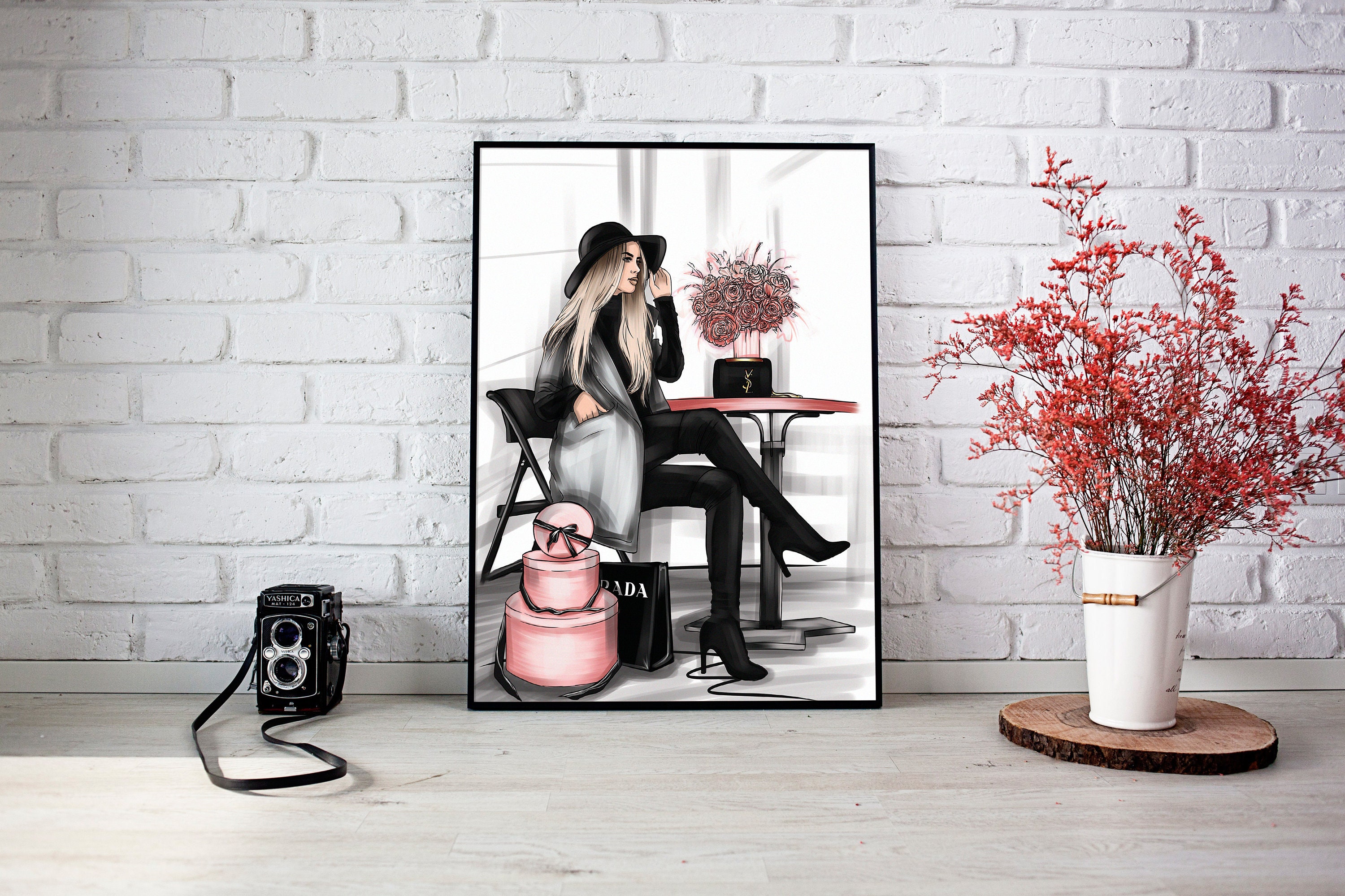 Fashion illustration Prada poster Prada print Prada wall art | Etsy