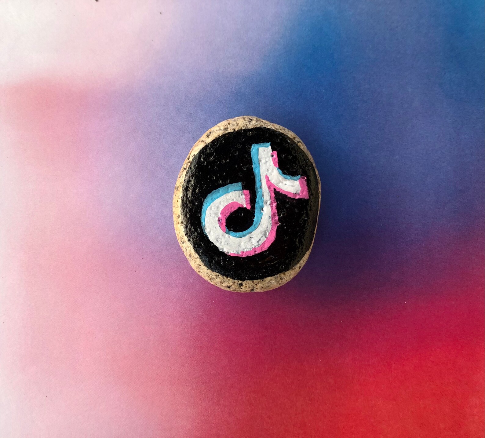 Tik Tok, Musically Rock, Painted Tiktok Rock, Tik Tok Stone, Painted