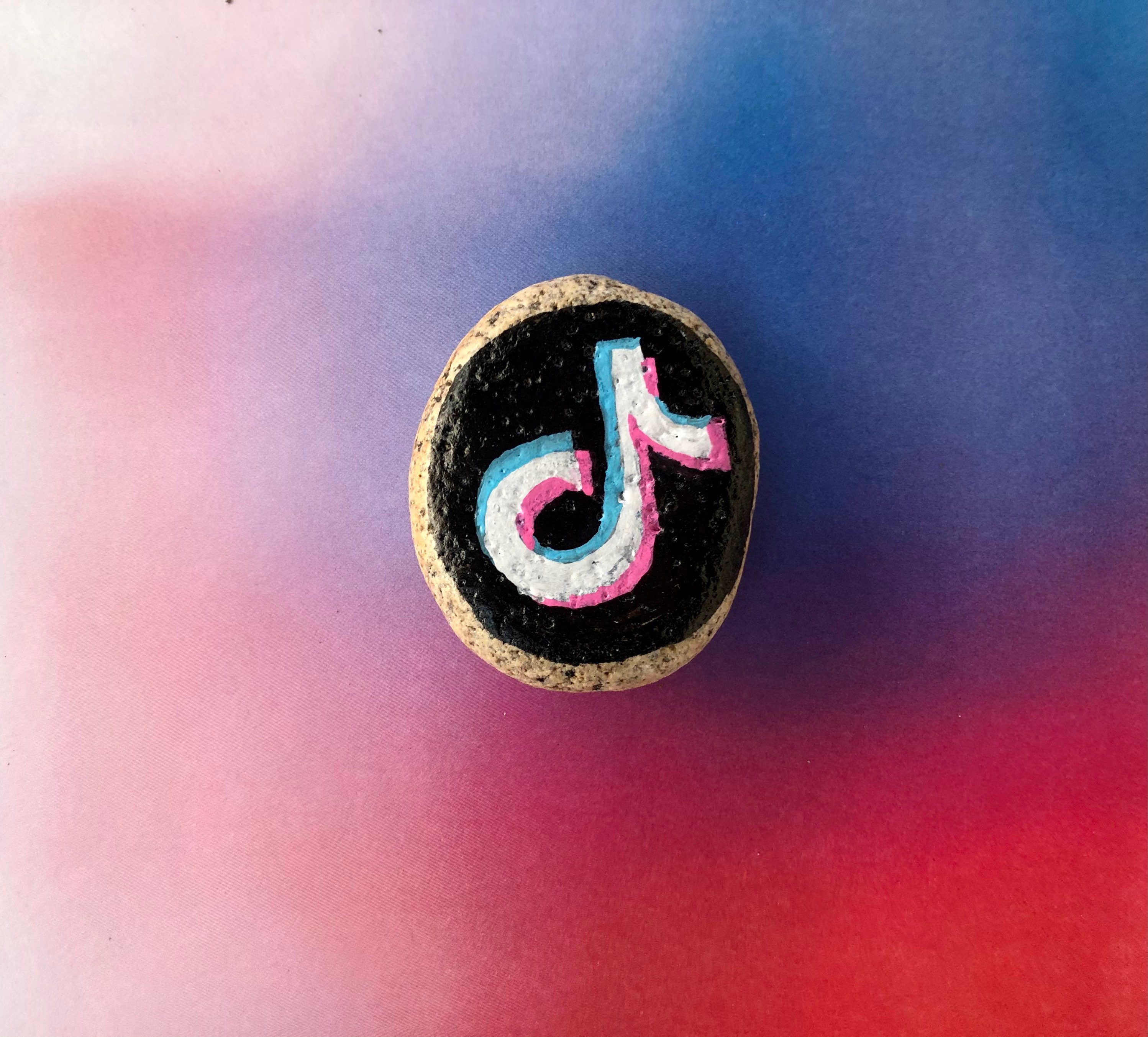 Tik Tok, Musically Rock, Painted Tiktok Rock, Tik Tok Stone, Painted