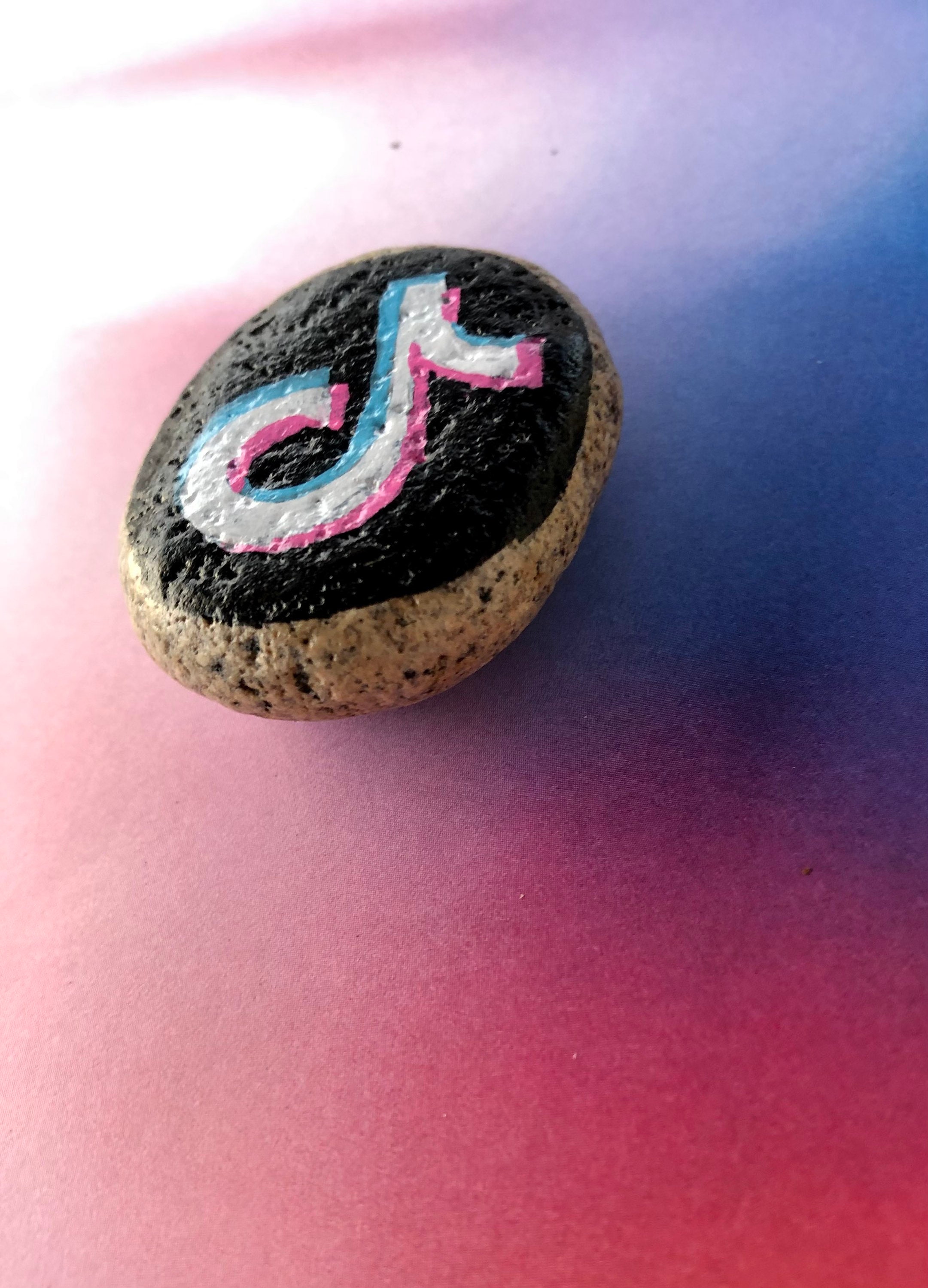Tik Tok, Musically Rock, Painted Tiktok Rock, Tik Tok Stone, Painted