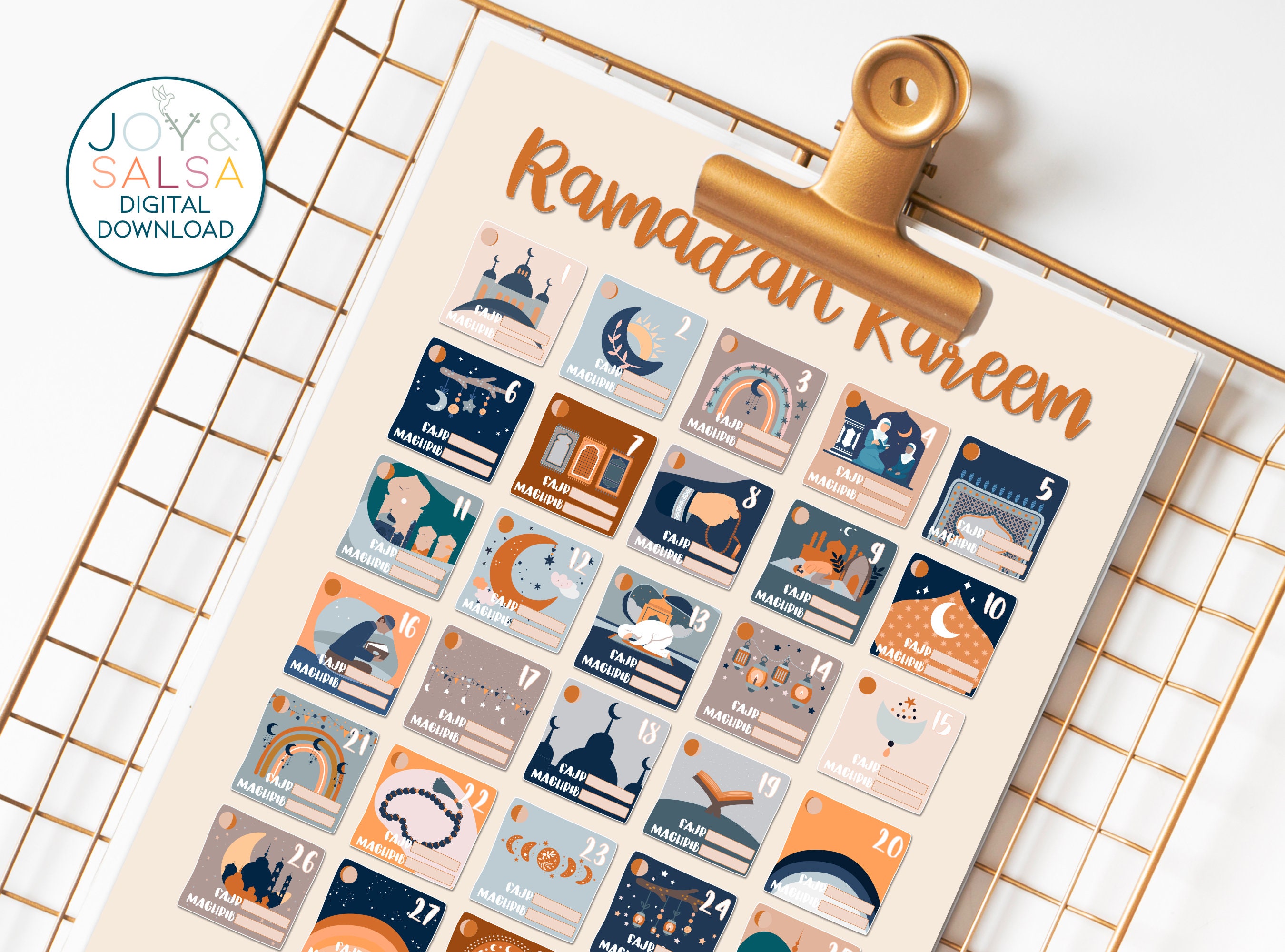 Ramadan Calendar With Fill-in Times for Fajr and Maghrib EID - Etsy